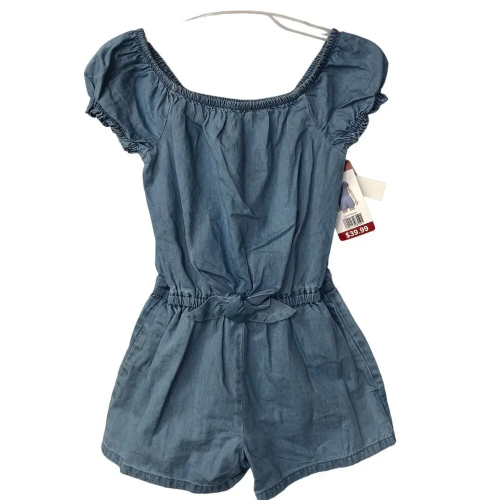GAP Girl's Soft Chambray Short Puff Sleeve One Piece‎ Romper NWT